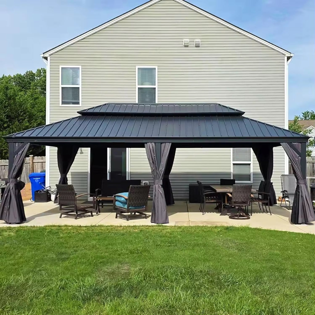 Steel double roof for backyard